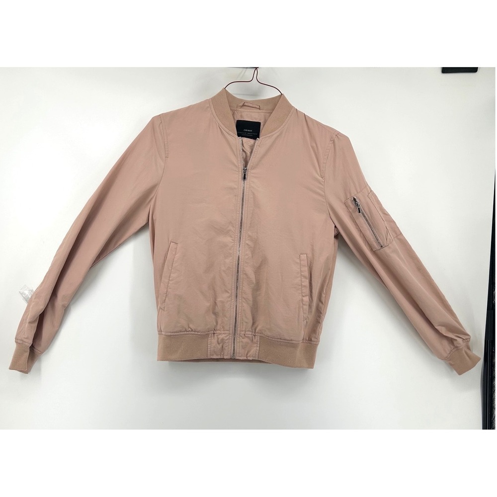 Zara Basic Womens Blush Pink Full Zip Bomber Jacket Small
